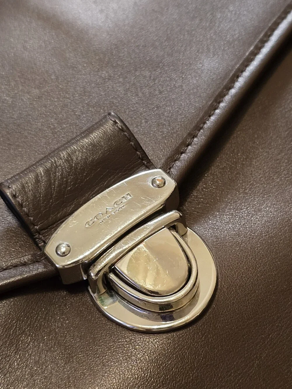 Coach F72070 Perry Flap Black Briefcase/Laptop Bag With Slide Lock Closure